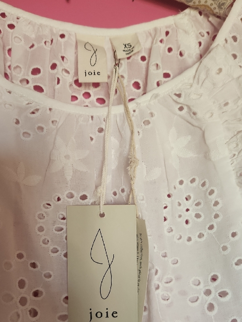 Joie White Eyelet Ruffle-Trim Blouse - Picture 3 of 14